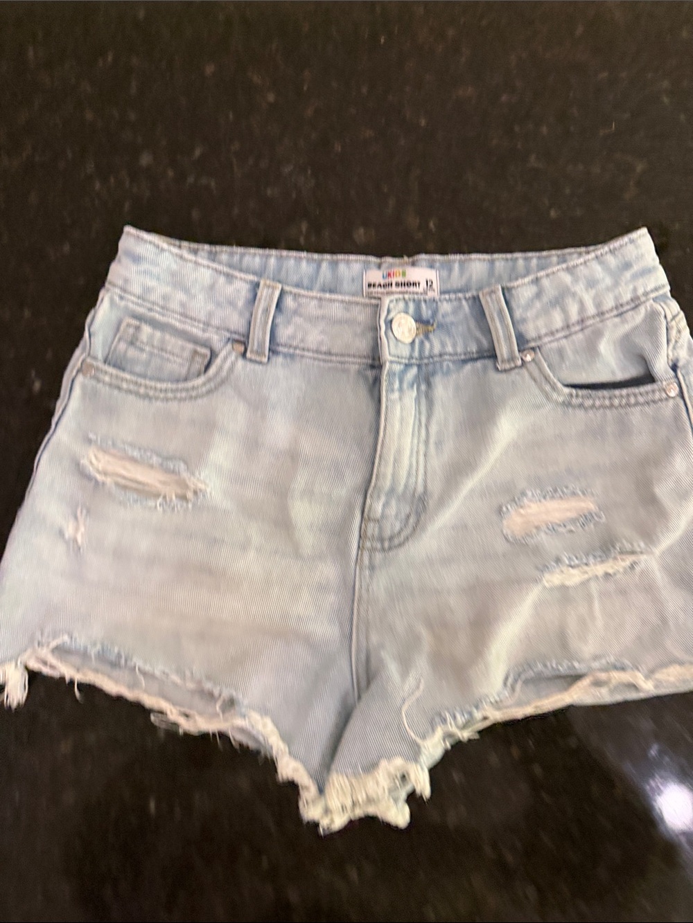 Girls' Light Blue Distressed Denim Shorts